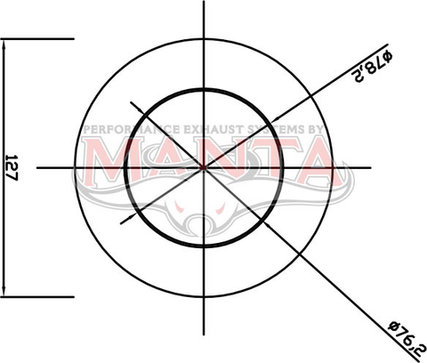 3in, 5in Round Centre/Centre, 12in (300mm) Long, Megaflow Muffler - Medium - Aluminised Steel