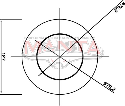 3in, 5in Round Centre/Centre, 12in (300mm) Long, Megaflow Muffler - Medium - Aluminised Steel