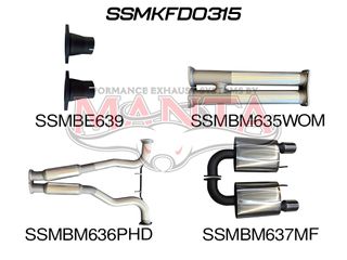 FORD MUSTANG V8 FM 2015 - 2017 3in CATBACK WITHOUT CENTRE MUFFLER WITH REAR MUFFLERS & TWIN TIPS