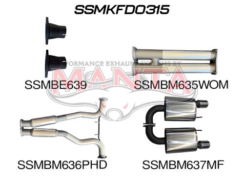 FORD MUSTANG V8 FM 2015 - 2017 3in CATBACK WITHOUT CENTRE MUFFLER WITH REAR MUFFLERS & TWIN TIPS