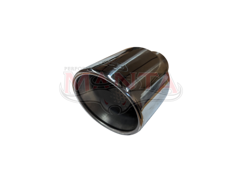 VE-VF Commodore, Camaro Exhaust Tip, 2in ID Inlet, 4in OD, Angled Cut Double Walled Rolled In Outlet