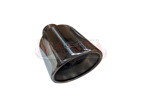 VE-VF Commodore, Camaro Exhaust Tip, 2in ID Inlet, 4in OD, Angled Cut Double Walled Rolled In Outlet