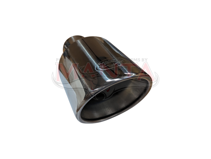 VE-VF Commodore, Camaro Exhaust Tip, 2in ID Inlet, 4in OD, Angled Cut Double Walled Rolled In Outlet