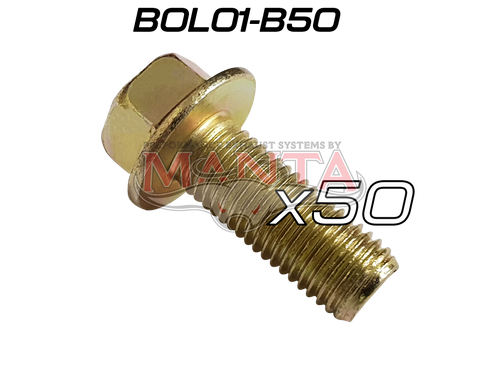 (Pack 50) M10 x 1.25 x 25mm x 14mm Head (Toyota 1HZ Extractor Bolt)5.0L Mustang Extractor Bolt