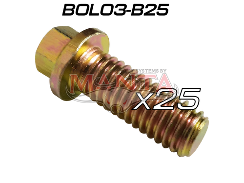 (Pack 25) 3/8in Head x 1in Long. 3/8in Extractor Bolt