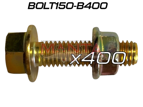 (Pack 400) M10 x 1.25 x 35mm Zinc Bolt & Flanged Nut - Max Torque 30.6 Nm