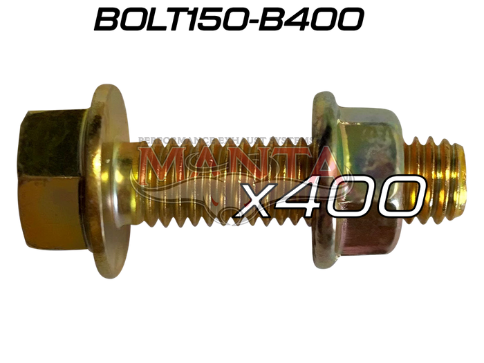 (Pack 400) M10 x 1.25 x 35mm Zinc Bolt & Flanged Nut - Max Torque 30.6 Nm