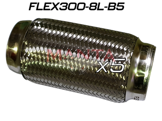 (Pack 5) 3in ID x 203mm (8in) Stainless Steel Flex Bellow With Interlock Tube Liner