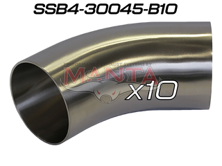 (Pack 10) 3in (76.2mm) 45deg Std Leg 409g Stainless Mandrel Bend