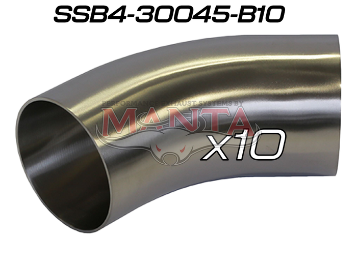 (Pack 10) 3in (76.2mm) 45deg Std Leg 409g Stainless Mandrel Bend