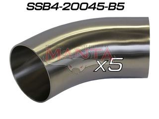 (Pack 5) 2in (50.8mm) 45deg Std Leg 409g Stainless Mandrel Bend