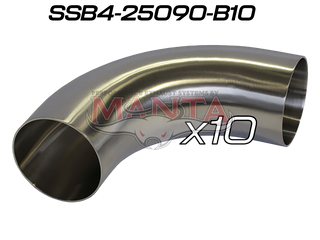 (Pack 10) 2.5in (63.5mm) 90deg Std Leg 409g Stainless Mandrel Bend