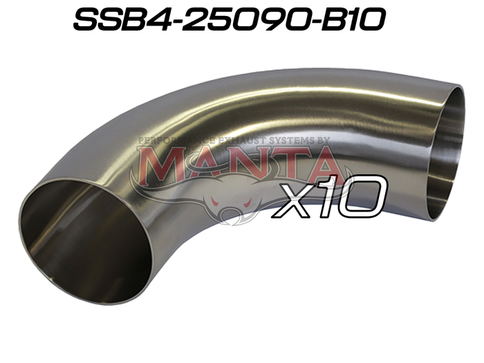 (Pack 10) 2.5in (63.5mm) 90deg Std Leg 409g Stainless Mandrel Bend