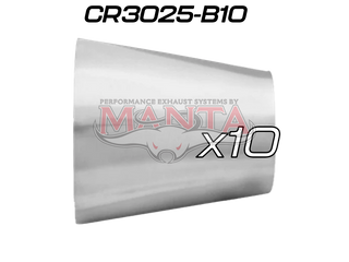 (Pack 10) 3in (76.2mm) to 2 1/2in (63.5mm) x 1.6mm, Stainless Concentric Reducer