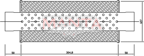 2 1/4in, 5in Round Centre/Centre, 12in (300mm) Long, Megaflow Muffler - Medium - Aluminised Steel