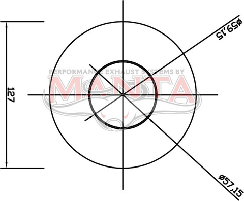 2 1/4in, 5in Round Centre/Centre, 12in (300mm) Long, Megaflow Muffler - Medium - Aluminised Steel