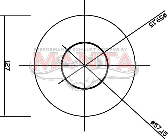 2 1/4in, 5in Round Centre/Centre, 12in (300mm) Long, Megaflow Muffler - Medium - Aluminised Steel