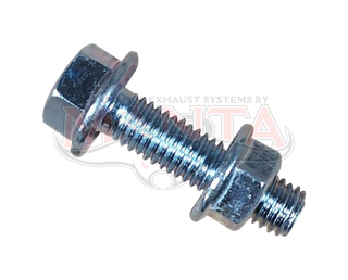 M10 x 1.25 x 35mm Clear Zinc Bolt & Flanged Nut - Max Torque 30.6 Nm