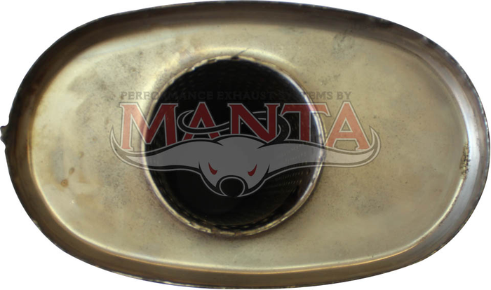 3in, 8in x 5in Oval Offset/Centre, 16in (400mm) Long, Megaflow Muffler - Medium - Stainless Steel