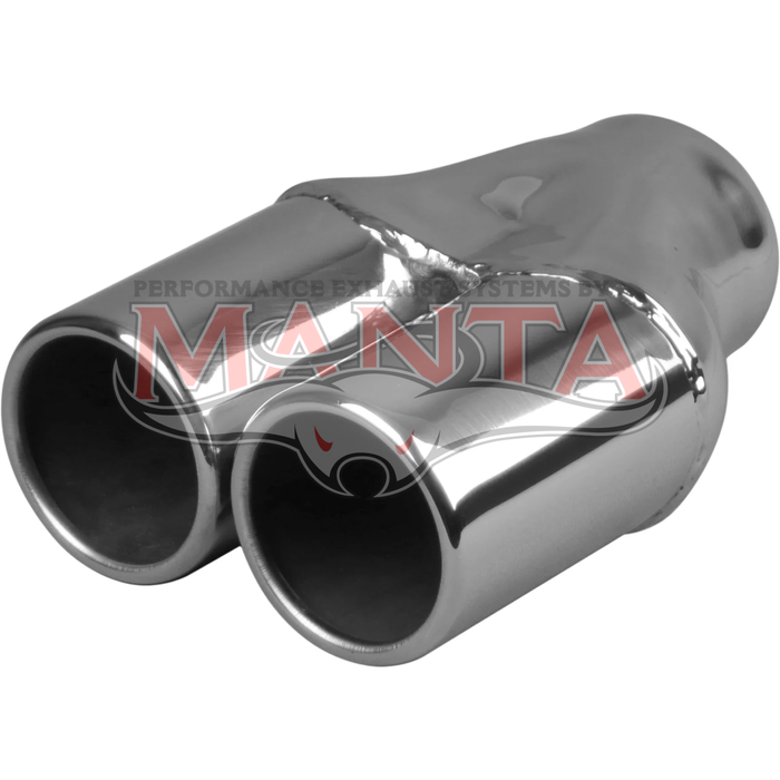 3in Expandable Inlet, 2 x 3in Outlet, Round, Rolled In, 8in Long, Y-Piece, Straight Cut