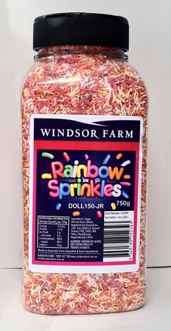 Sprinkles Rainbow Natural 750gmJarFrutex