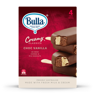 Choc Vanilla Twin CreamyClassicBulla 4pk