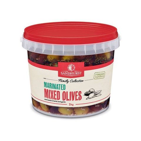 Olives Mixed Marinated Pitted 2kg Tub