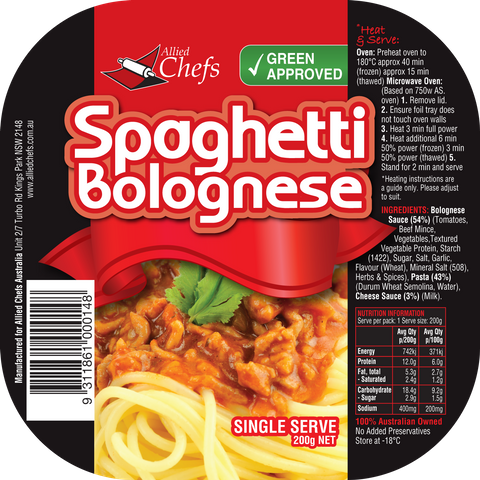 Spaghetti Bolognese 24x200gm "AlliedChef