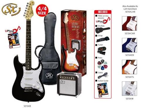 SX Black Electric Guitar and Amp Pack