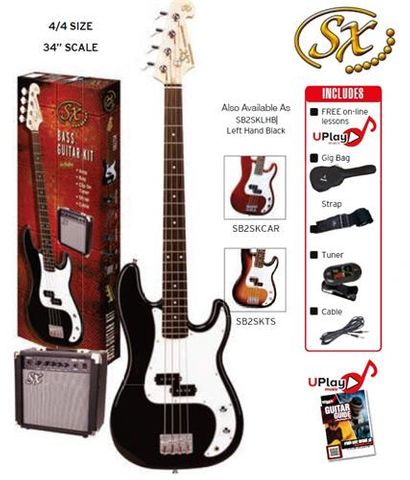 SX BLACK LEFT HAND P Bass Guitar Kit