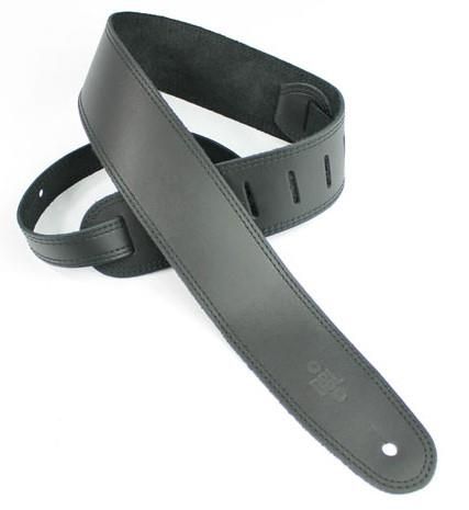 DSL Black Leather 2.5in Guitar Strap