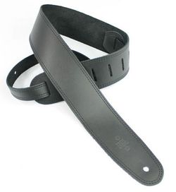 DSL Black Leather 2.5in Guitar Strap
