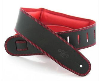 DSL 2.5in Black Red Padded Leather Strap