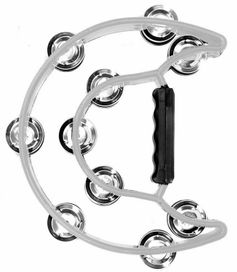 P Plus WHITE 1/2 Moon Tambourine