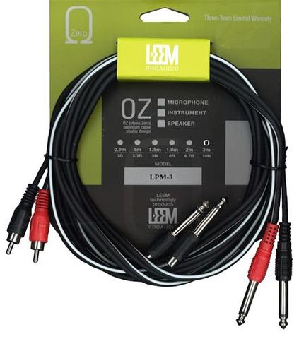 Leem 3m 2 Mono 2 RCA + Jack