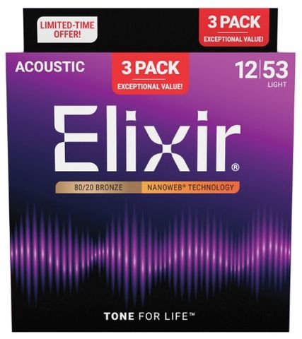 Elixir 3 Pk 12-53 80/20 Bronze Light