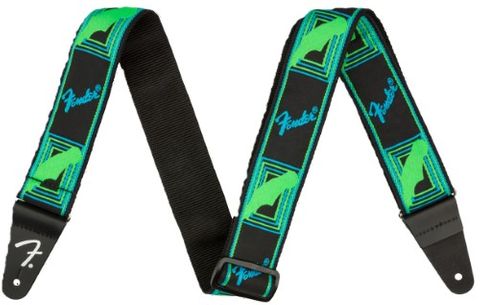 Fender Neon Monogram Green Blue Strap