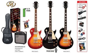 SX LP PKSE3SKB Electric Guitar w Amp