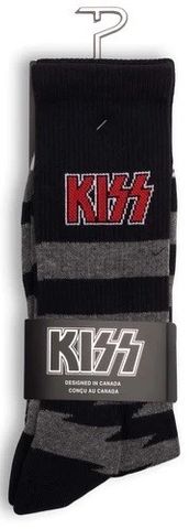 Kiss Lightning Stripes Crew Socks Charc