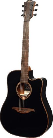 Lag T118DCE Black Cedar Top Ac/El Guitar