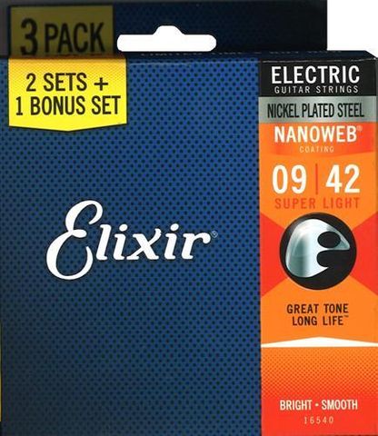 Elixir 3 Pack Nanoweb Electric 9-42