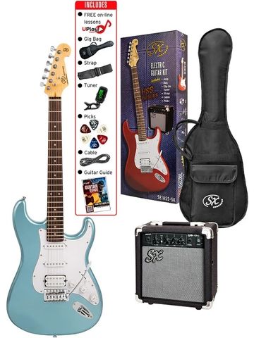 SX SE1SKHIB Electric Ice Blue Guitar Kit