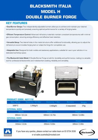 BLACKSMITH ITALIA DOUBLE BURNER FORGE H MODEL