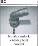 ABC ALUMINIUM CAMLOCK BENT COUPLING X HOSE