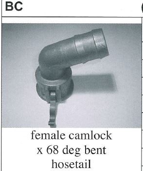 ABC ALUMINIUM CAMLOCK BENT COUPLING X HOSE