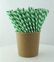 Straws Paper Green/White Reg