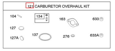 CARBY OVERHAUL KIT BRIGGS & STRATTON 450 / 093312