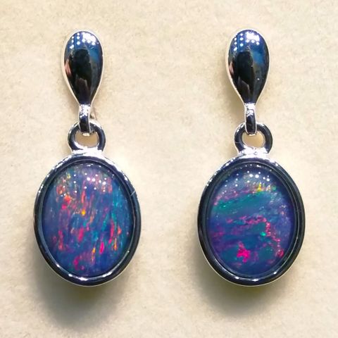 Sterling Silver Triplet Opal Earrings