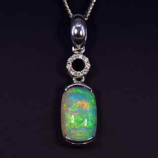 18K White Gold Light Opal Pendant