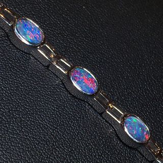 Sterling Silver Doublet Opal Bracelet